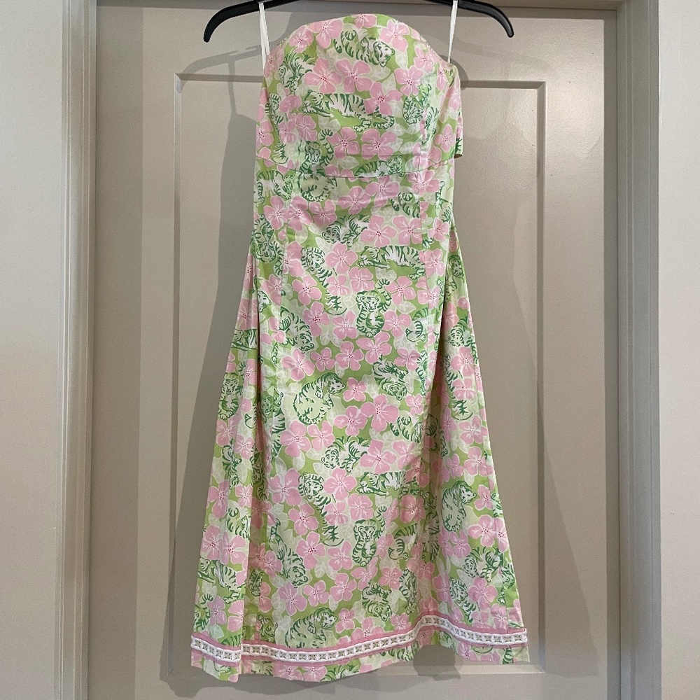 Lilly Pulitzer vintage tie back strapless dress